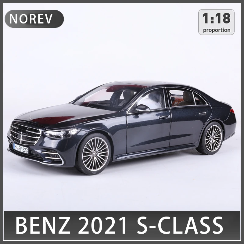 Модель автомобиля Mercedes Benz S-Class под давлением NOREV 1:18 2021 черная с бежевым интерьером