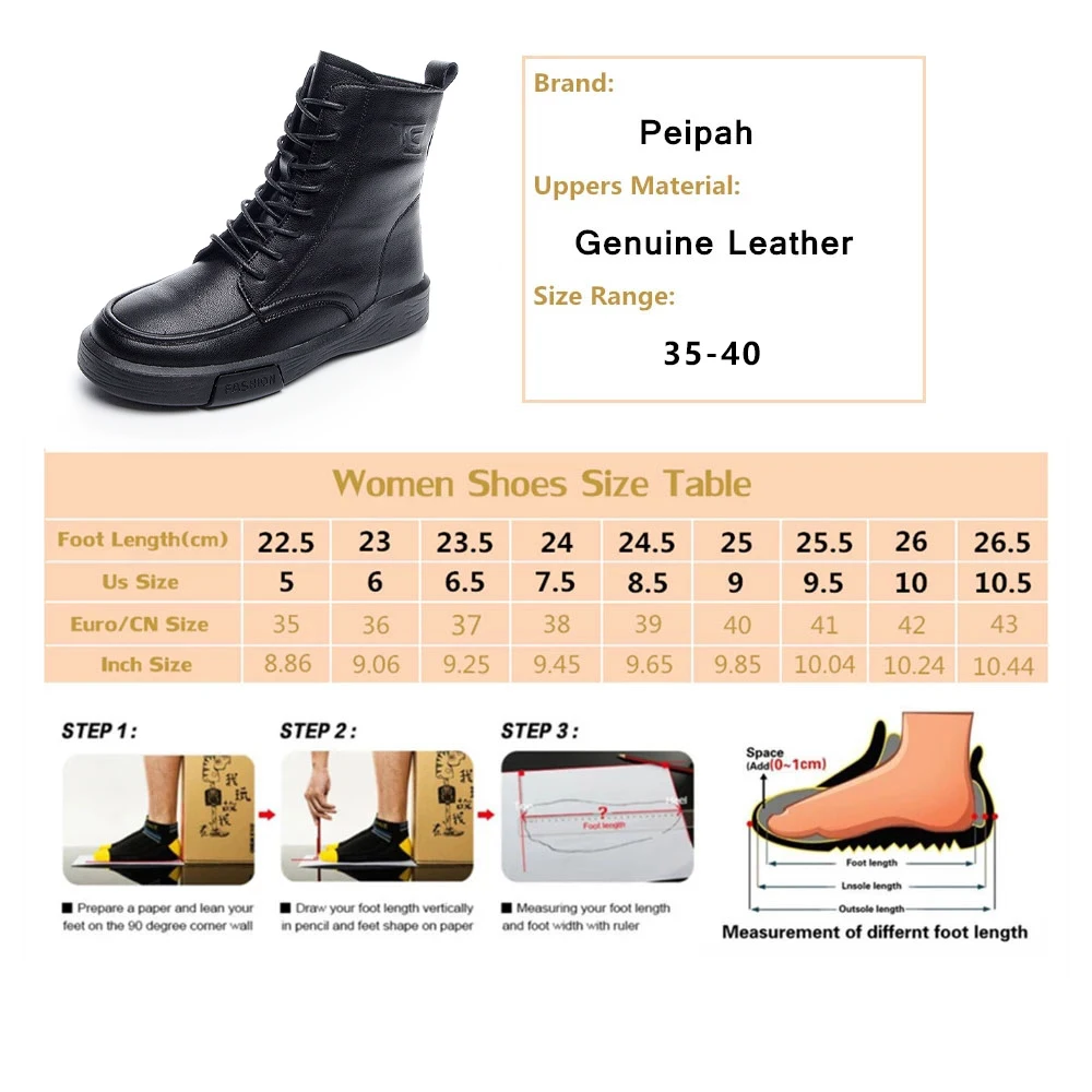 

PEIPAH Autumn Ankle Boots Women Lace Up Genuine Leather Shoes Ladies Flat with Cross-tied British Style Boots Female Botas Mujer