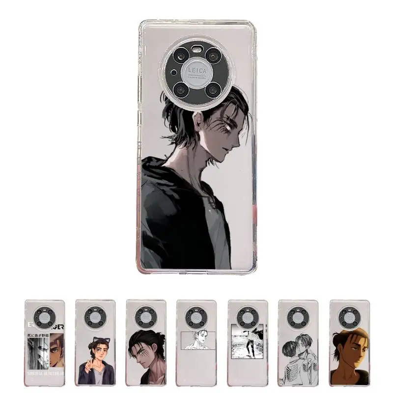 

Attack on Titan Eren Jaeger manga Phone Case Transparent For Huawei honor V 40 30 20 X note 10 pro lite max s Soft TPU bags