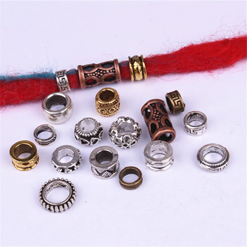 10 шт Ретро серебряная металлическая коса для волос Dread Dreadlock борода бусины кольца