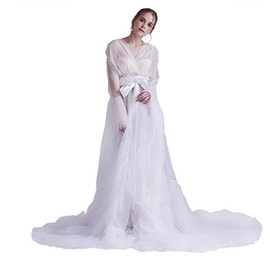 Халат женский длинный тюлевый, пикантное нижнее белье, для фотосессии, дня рождения, вечеринки невесты, пушистая одежда для сна, бальное платье для выпускного вечера