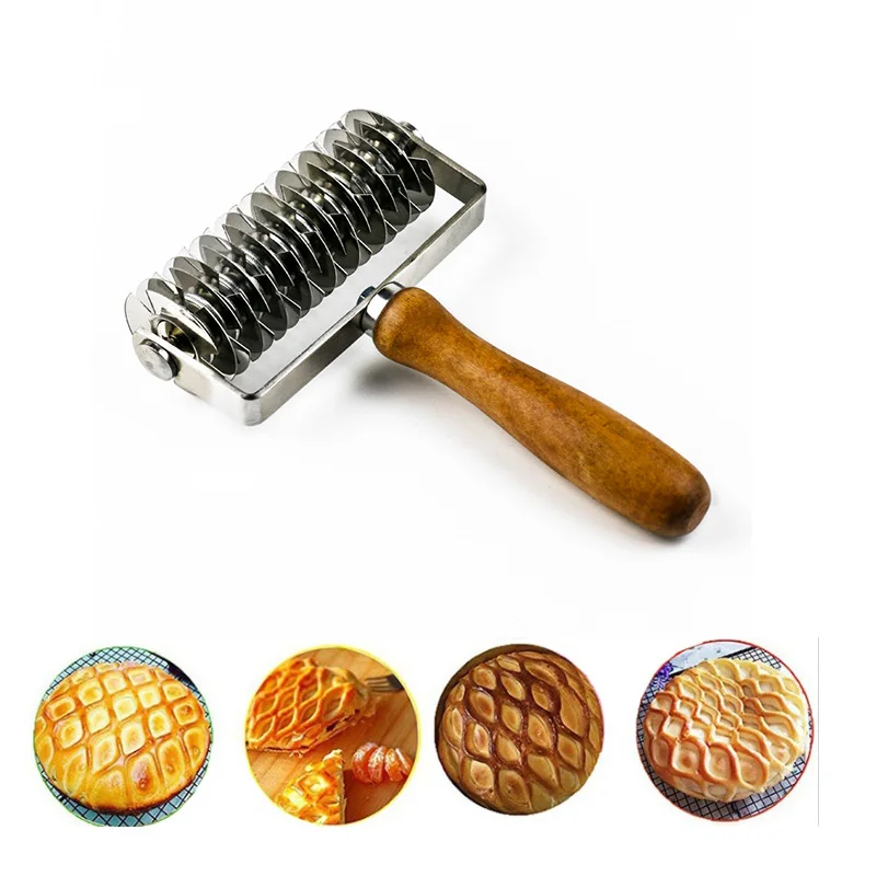 

Baking Tools Stainless Steel Wooden Handle Pizza Roller Knife Dessert Hob Pizza Sala Net Knife Kitchen Tools 1Pc