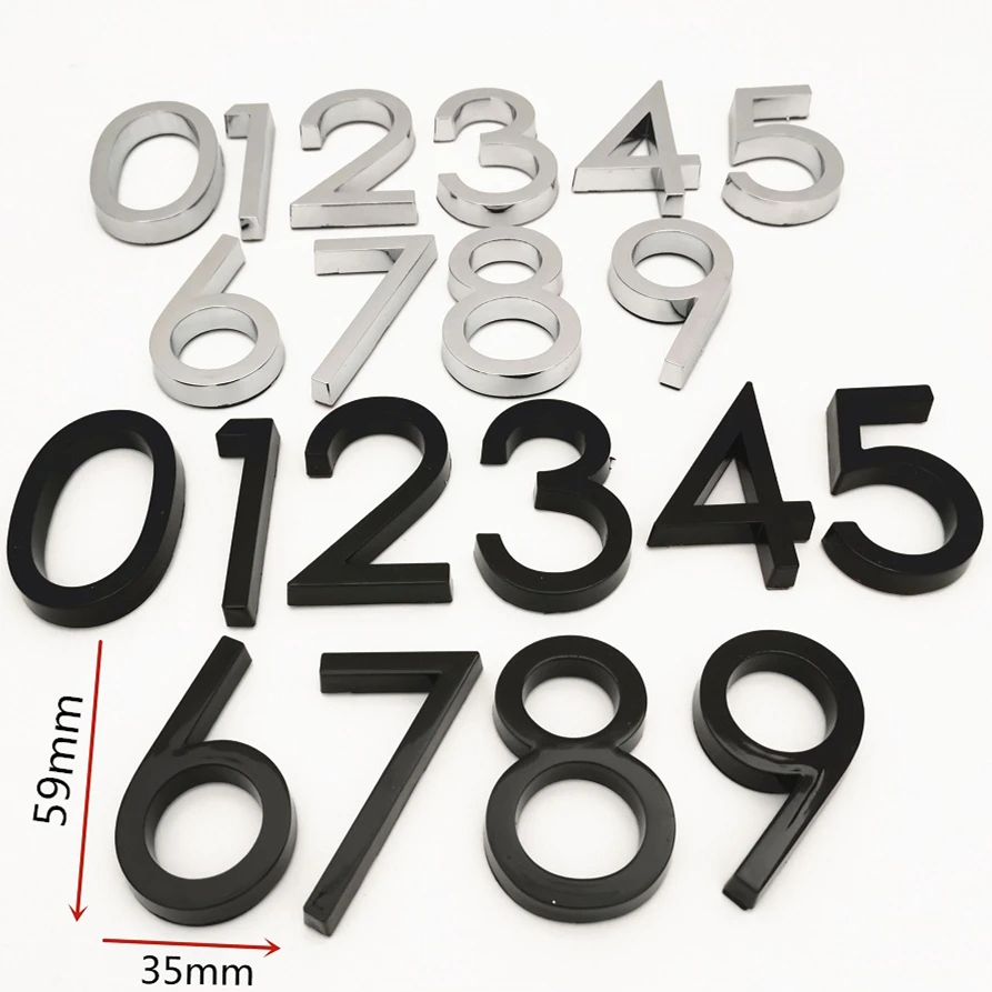 Черные/серебряные наклейки с цифрами для дома удобная табличка 6 см декоративная