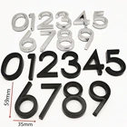 Наклейки с номером дома, чернаясеребряная дверная пластина, 6 см, вывеска, удобный декоративный знак, дверная пластина, настенная пластиковая бирка, домашние буквы и цифры цифры на почтовый ящик дома номера американси