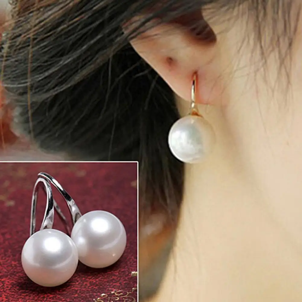 

Hook Earrings Elegant Easy Matching Compact Faux Pearl Women Jewelry for Shopping Dating Ear Dangle Women Earrings Pendant Hook