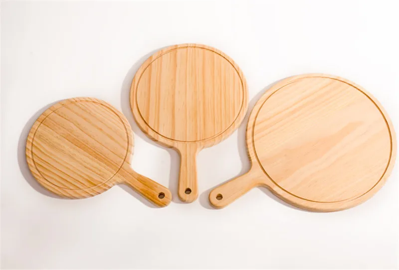 Деревянная доска для пиццы круглая с ручной кастрюлей Лоток Для Выпечки Пиццы