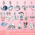 Новинка 2022 г., серебряный цвет, мермидная фотография, луна, пчела, медведь, подвески для мам, сердец и кошек, подходят для браслета Pandora, изготовление ювелирных изделий своими руками