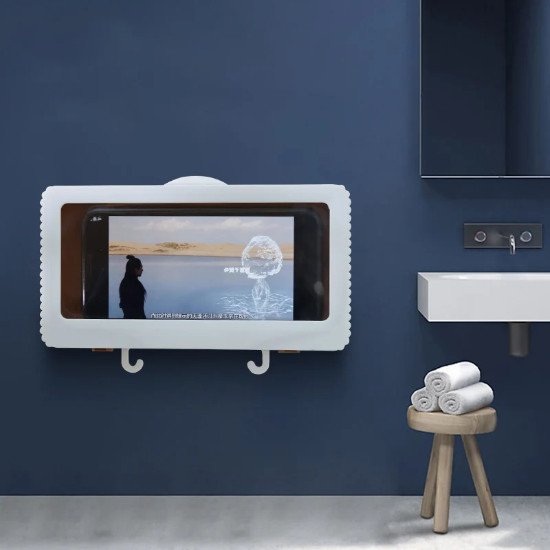 

Home Wall Waterproof Mobile Phone Box Bath Wall Mounted Holder Waterproof Phones Storager All Covered Mobile Phone Shelves