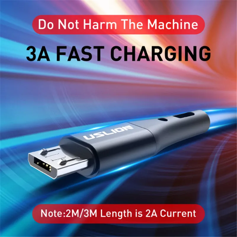 USLION Micro USB кабель для быстрой зарядки Samsung S7 Xiaomi Android Redmi Note 5 Pro Кабель передачи