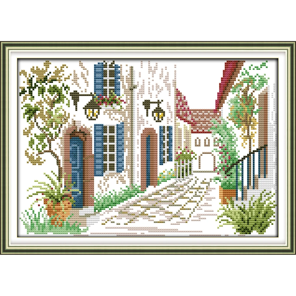 

Everlasting Love Corner of the Street Chinese Cross Stitch Kits Ecological Cotton 14CT 11CT Printed Wedding Decoration