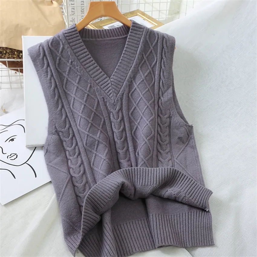 10 Colors 2020 Autumn Winter Knitted Vest Women Casual Sweater Coat Preppy Syle Sleeveless Waistcoat Outwear Chalecos Para Mujer | Женская