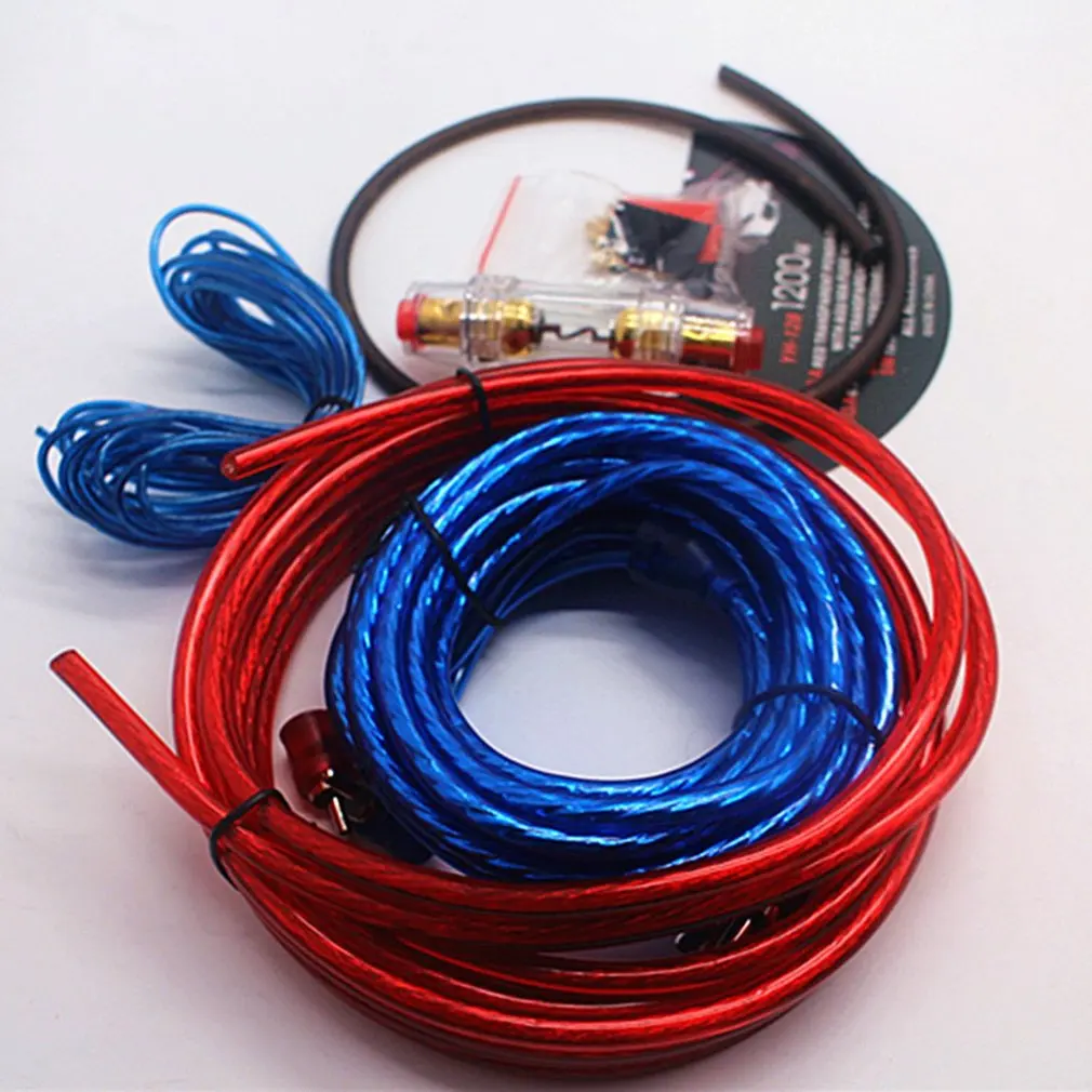 

1 Set Car Audio Connected 8-10 Gauge Amp Wire Wiring Amplifier Subwoofer Speaker Installation Kit Power Cable Fuse Holder