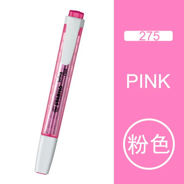 Pink Stabilo кристаллический стержень PP материал хайлайтер 1 шт. SwingCool 275 не токсичный маркер ручка для офиса/студента с маркером - Цвет: Pink