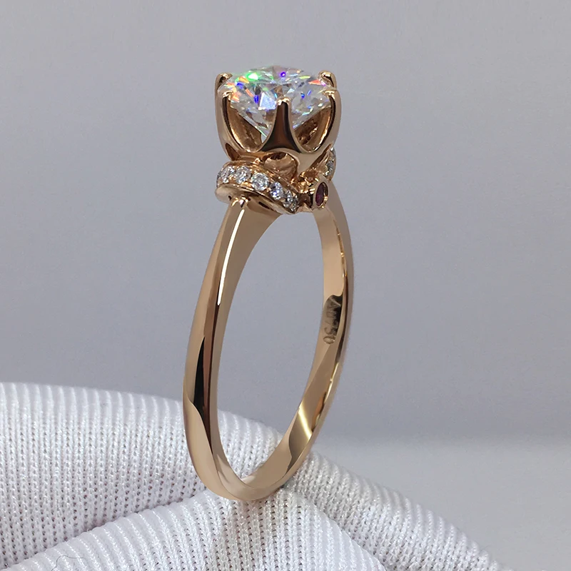 Кольцо из чистого розового золота 18 К 1ct 2ct 3ct кольцо с муассанитом короной
