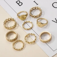 fashion punk minimalist midi round twist ring set for women bohemia vintage metal knuckle finger rings jewelry