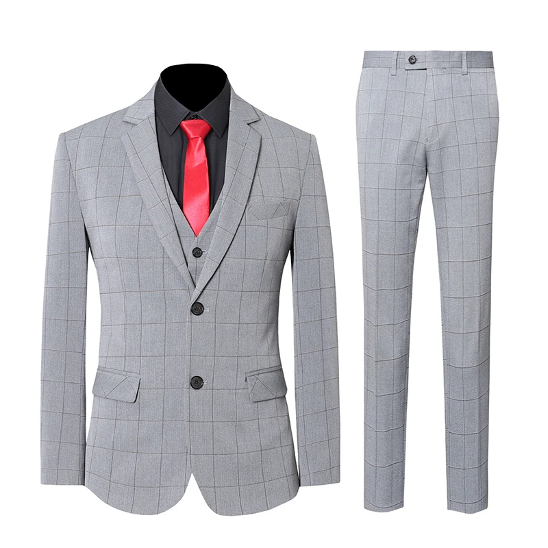 (Куртки + жилет брюки) 2019 мужское свадебное платье для жениха клетчатый светло