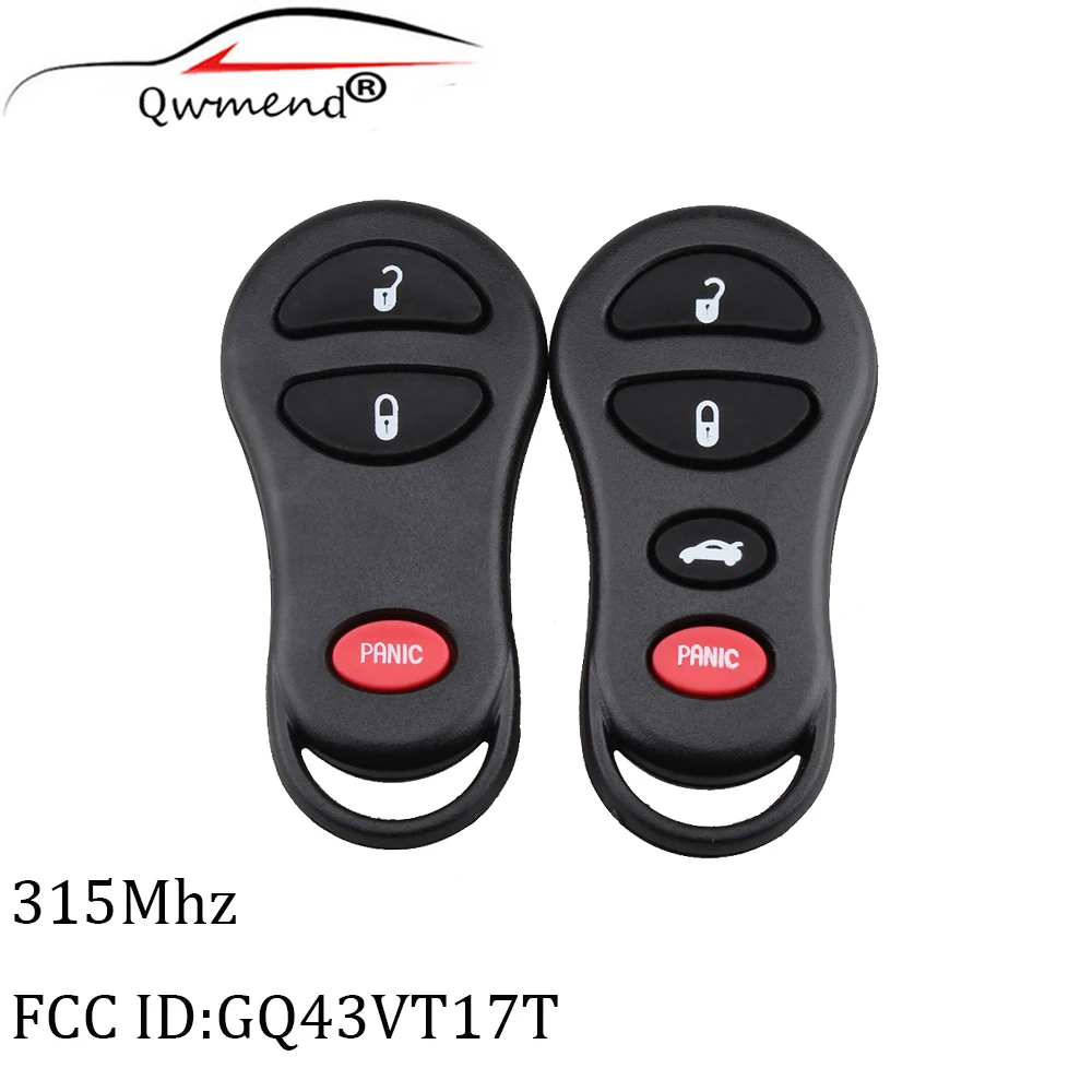 Кнопка 3/4 дистанционный ключ брелок от машины для Jeep Dodge Chrysler 315 МГц GQ43VT17T|button car