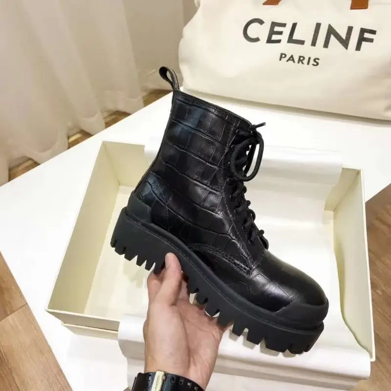 

Platform Women Ankle Boots Luxury Brand Genuine Leather Women Short Boots Autumn Winter Motorcycle boots Lace Up Martin Boots
