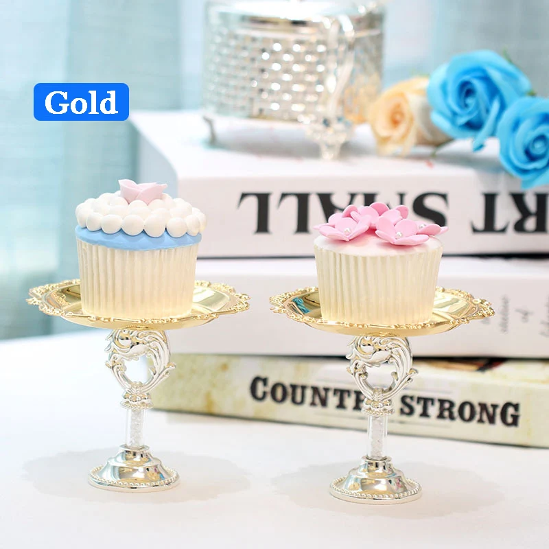 Комплект из 2 предметов: Подставка для торта золотого и серебряного цвета круглый