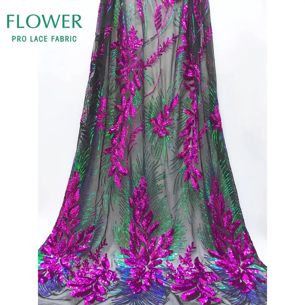 Специальный дизайн ослепительные цветы блестки тюль ткань гипюр сетчатые