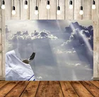 Фон для фотосъемки с изображением священного света неба шофара, Мужская одежда, белый таллит и Рог, Рош-хашанах, молитвенная шаль, фон для фотосъемки