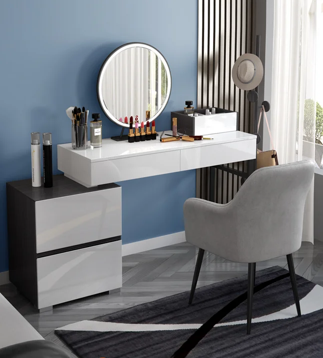 

Dresser telescopic dressing table bedroom Nordic modern simple light luxury simple net red ins wind storage cabinet