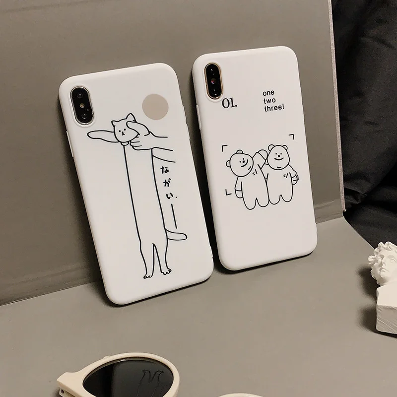 

Japanese Funny Graffiti Cat Phone Case For iPhone 11 Pro Max XR Xs XsMax X 7 Puls 7 8 6 6S Puls Cases Cute Soft Silicone Cover