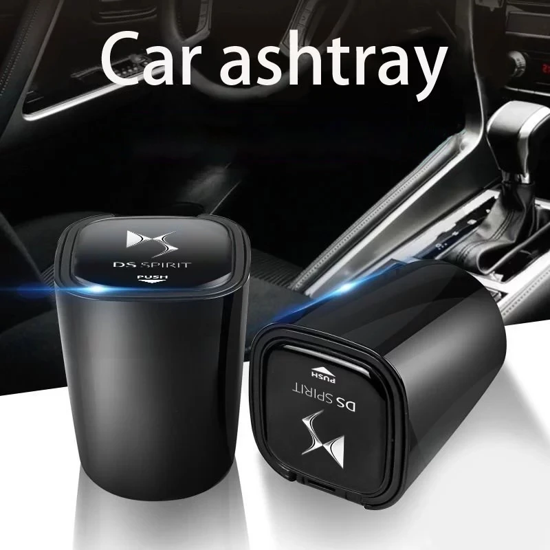 

Car Ashtray Metal Liner With Blue LED Light Car LOGO Interior Accessories
