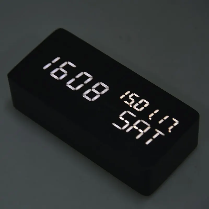 Светодиодный Будильник деревянный светодиодный цифровой будильник со звуковым