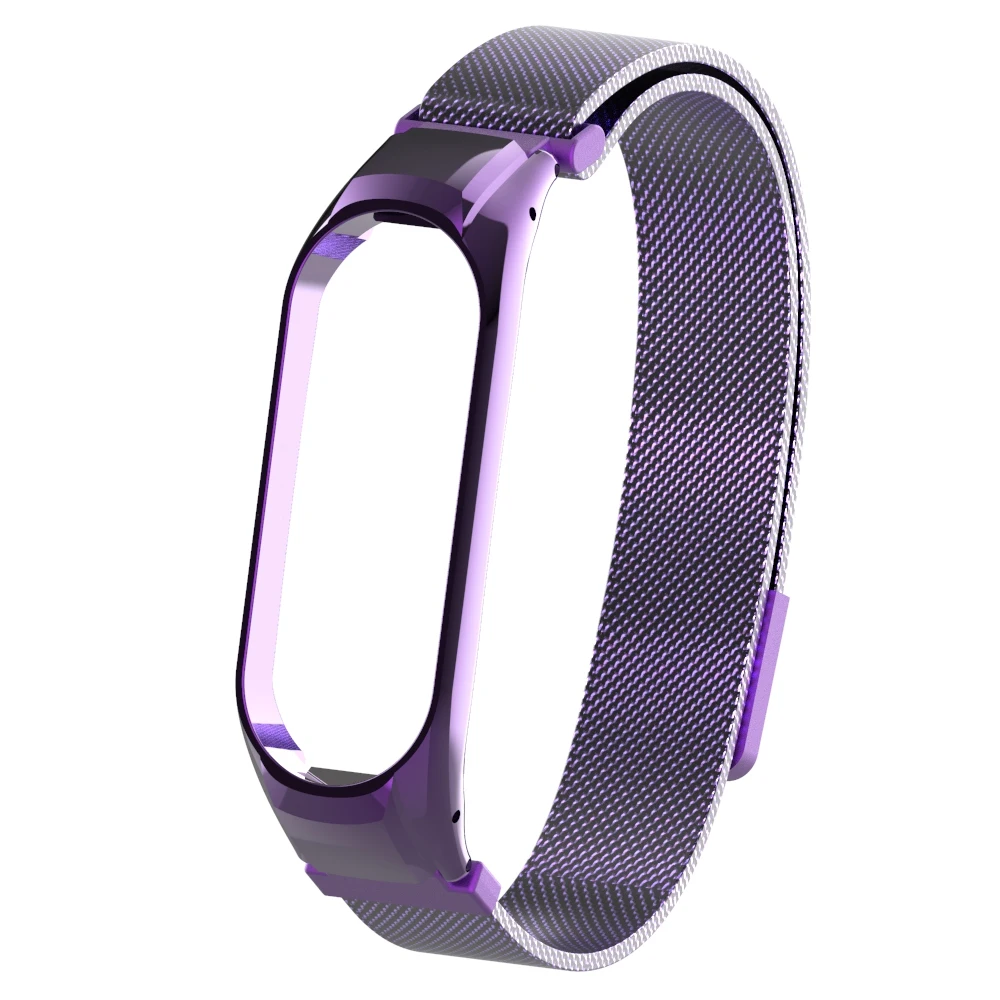 purple Браслет mi Band 4, 3, магнитный привлекательный металлический браслет и браслет для Xiaomi mi, Band 4, Смарт mi 3, 4, аксессуары, ремешок на запястье - Цвет: purple