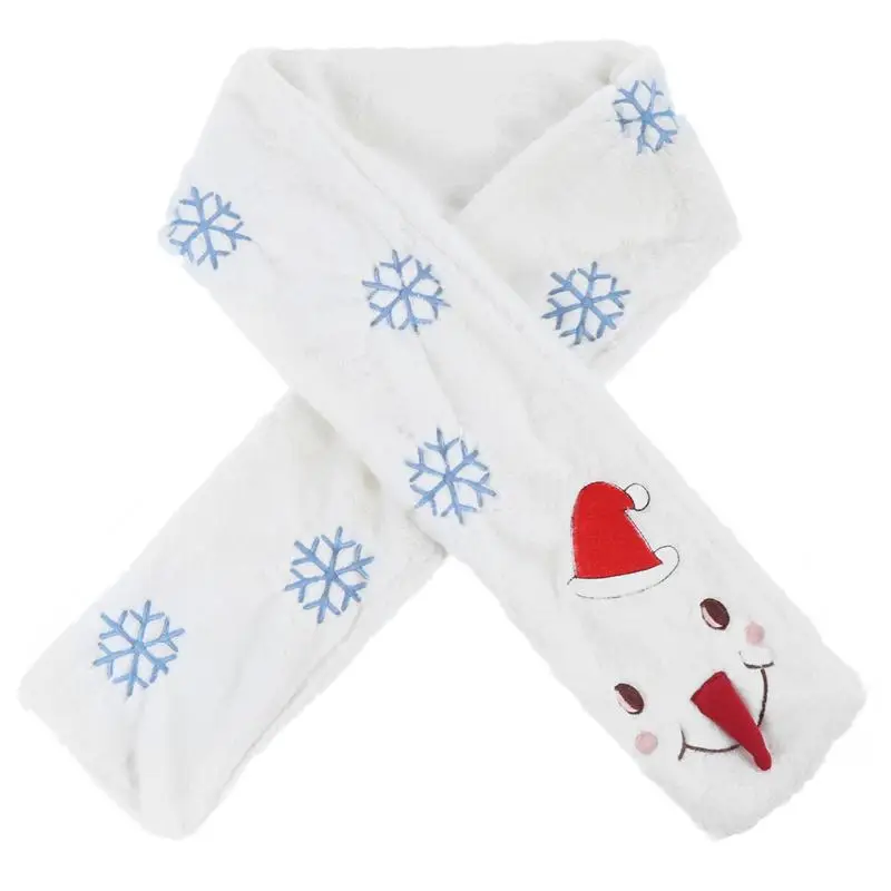 

1 шт. Рождественский милый снеговик Детские шарфы плюшевый теплый шейный платок (белый)