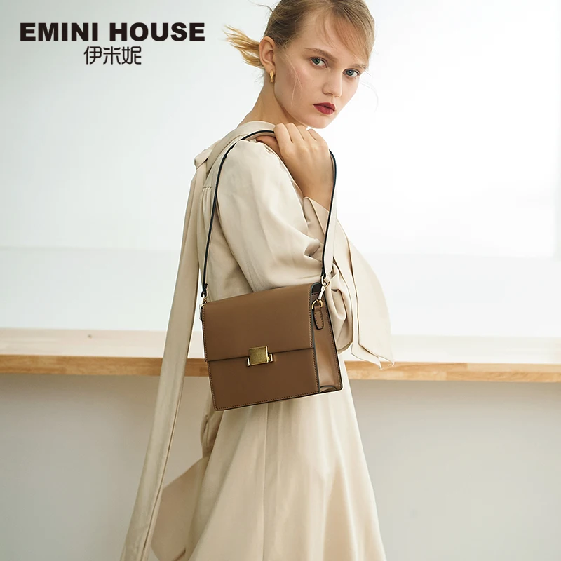 EMINI HOUSE, женские сумки через плечо с широким ремешком, с замком, простой стиль, сумка на плечо, женские сумки-мессенджеры из спилка
