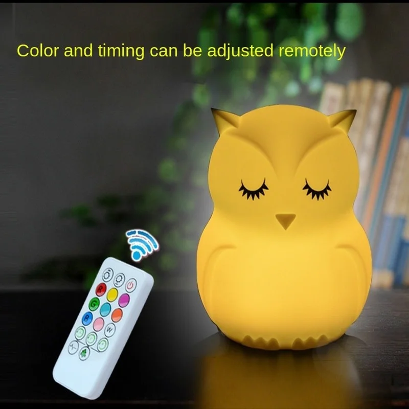 

LED night lights Owl Touch Sensor Remote Control 9 Colors Dimmable Timer USB Rechargeable Silicone Bedside led room lights
