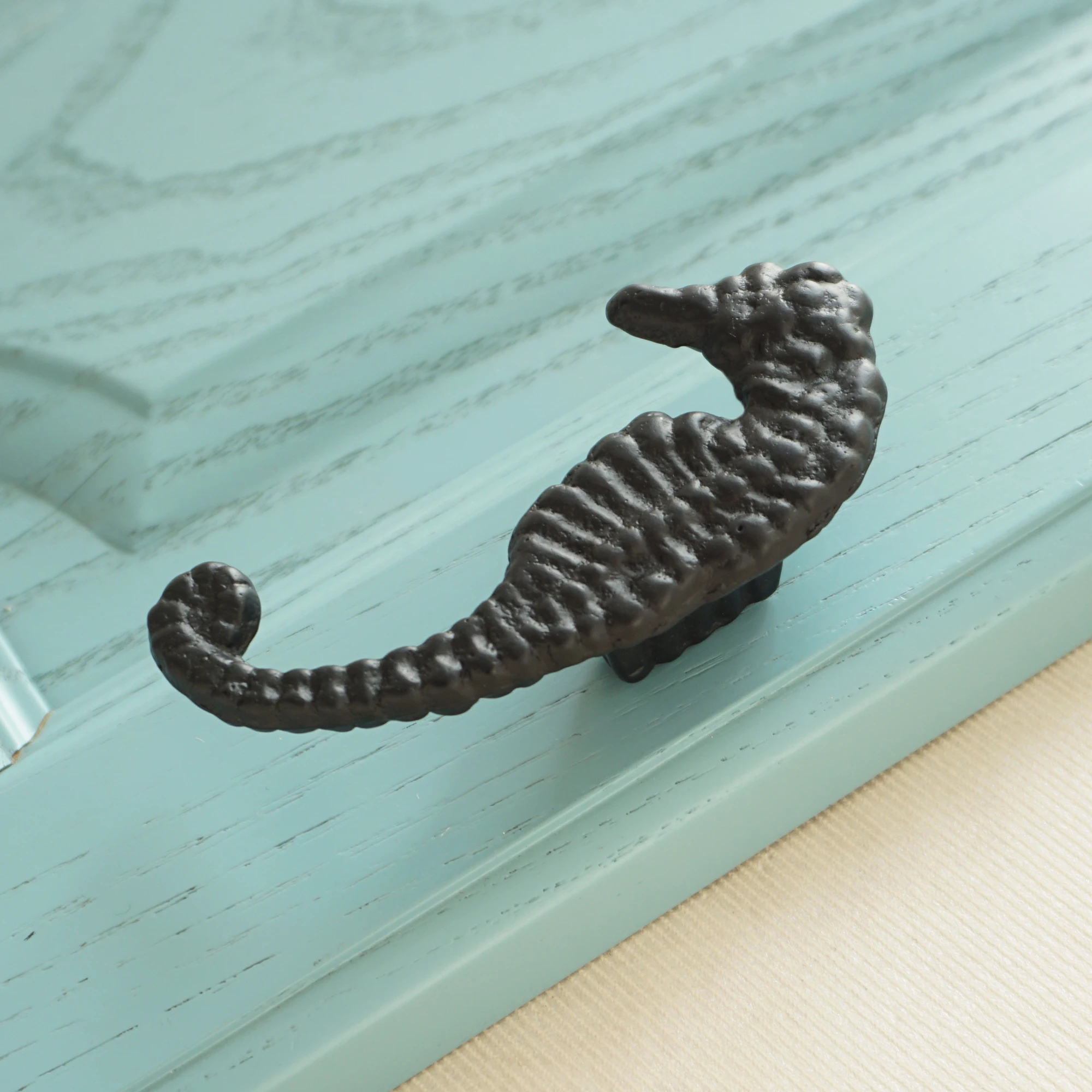 Милый черный с формой гиппокампа Алюминий сплава дети Спальня мебельные ручки