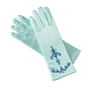MUABABY Girl Elsa Coronation Gloves 6 Colors Brocade Long Finger Mitten 24cm Sequins Printed Clothin