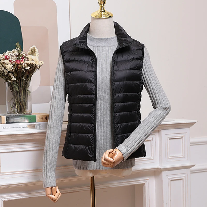 Новинка женский жилет с высоким воротником зимний ульсветильник на белом утином