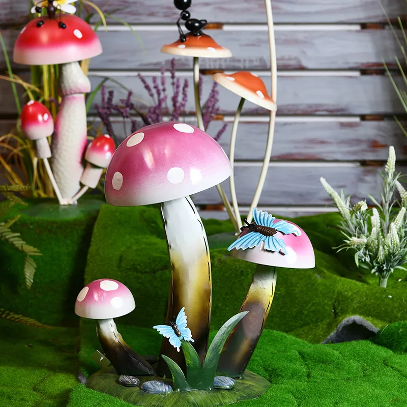 Металлические грибные садовые аксессуары украшение двора наружное пруда