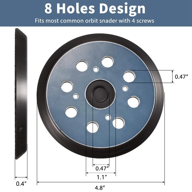 

2Pcs Sander Pad Replaces 5 Inch 8 Hole Hook and Loop Orbital Sanding Pad with 30Pcs Sanding Discs Sandpaper