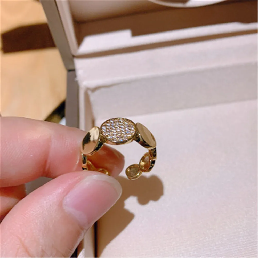 

LISM new niche personality copper inlaid zircon temperament wild lady open ring fashion jewelry gift