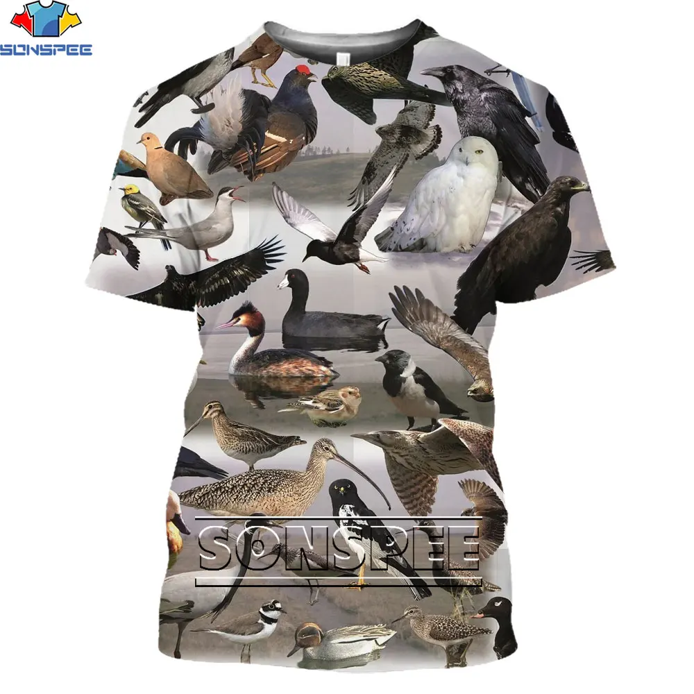 

SONSPEE Animal Wild Bird Duck Colorful Printed 3D T-shirt Summer Casual Men's T-shirt Fashion Streetwear Female Harajuku Top Tee