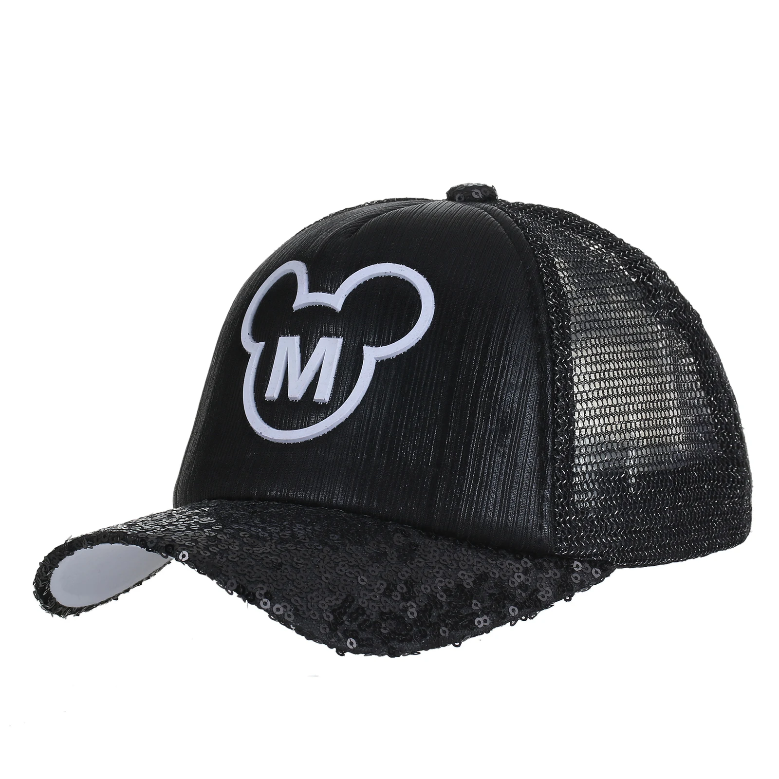 

Disney Children Big Bow Cartoon Baseball Cap Girls Pearl Snapback Sun Protection Caps Mesh Rabbit Ear Kids Baby Trucker Sun Hat