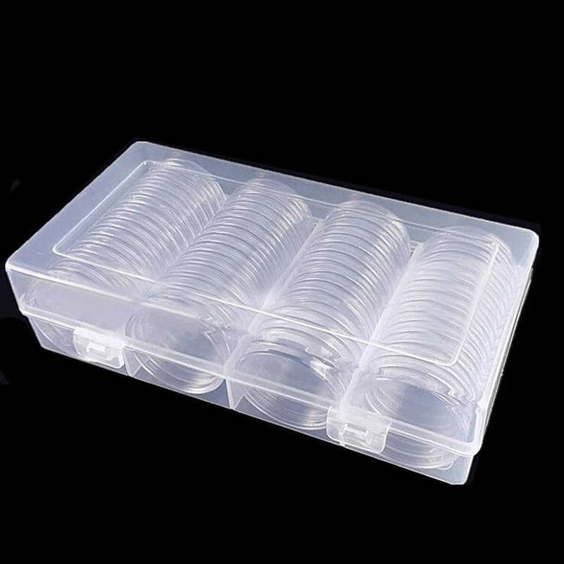 

Пластик круглая монета значок коллекция капсулы для хранения Коробка Чехол держатель набор инструментов