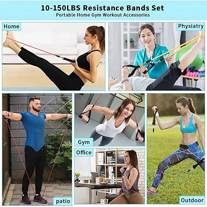 

11pcs/set Resistance Bands 150 LBS Sport Elastic Fitness Rubber Bands Yoga Exercise Gum Traning Expander Tape Home Gym Equipment