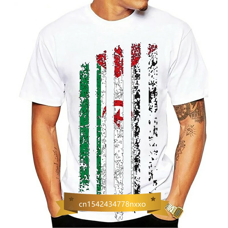 

Western Sahara Vintage Flag Print Mens Black T-Shirts Funny Custom Design Flag Tops Christmas Gift Shirts High Quality Shirts
