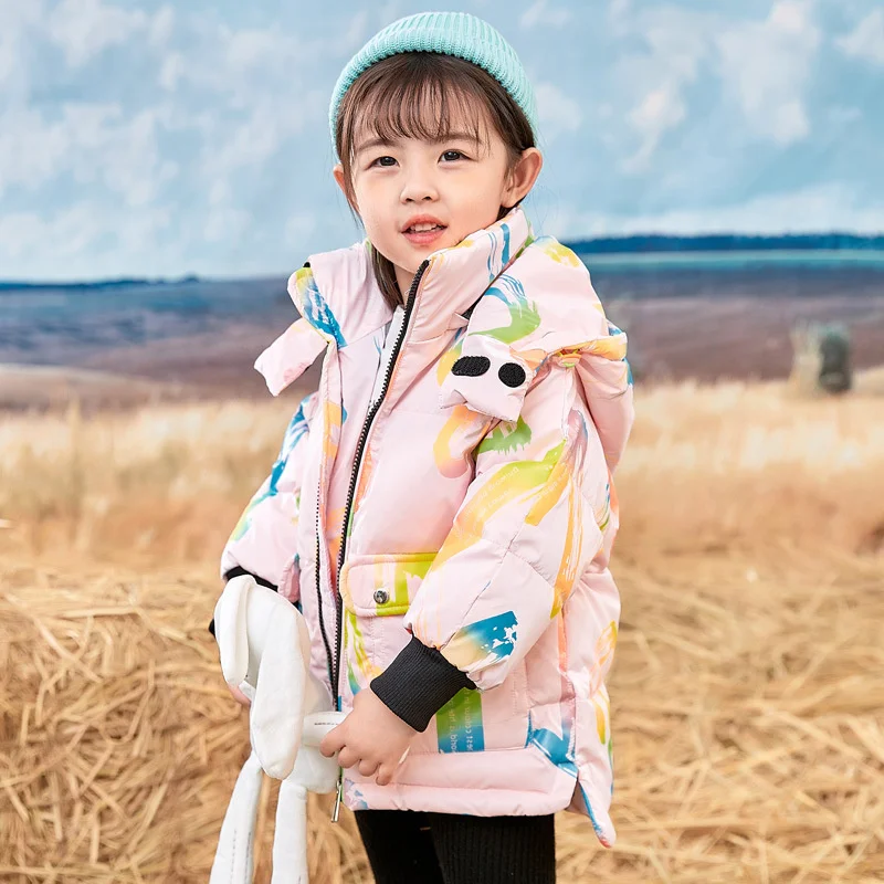 

Зимняя теплая детская верхняя одежда, куртка, детская повседневная одежда, детское разноцветное длинное пальто с капюшоном, плотное теплое ...