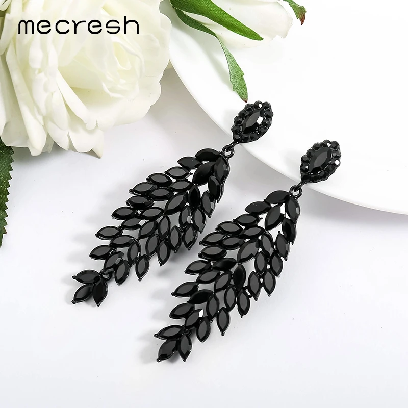 Роскошные свадебные серьги Mecresh с австрийским кристаллом длинные серьги-капли