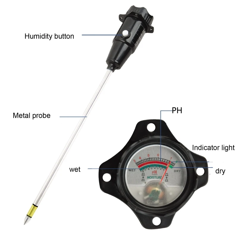 

Two-in-one Long Probe Type Soil Detector Soil Humidity/PH Value Detection Meter