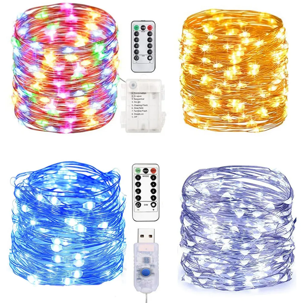 

10M USB LED String Light Battery-operated Fairy Garland Christmas Lights 5M Outdoor for Home Wedding Room Bedroom Decoration