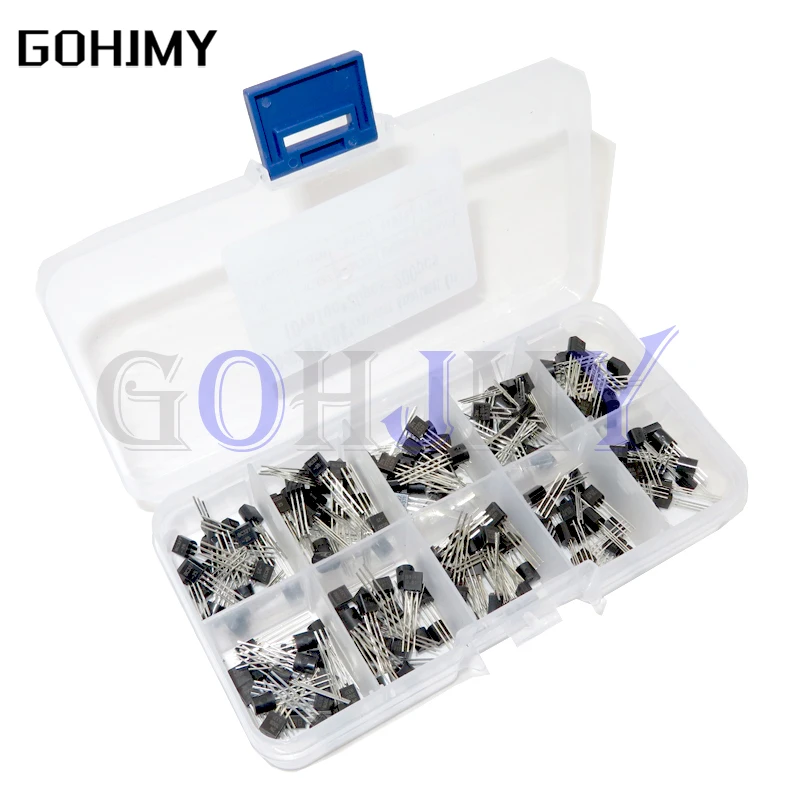 10Value 200PCS BC337 BC327 S8050 S8550 2N2222 2N2907 2N3904 2N3906 A1015 C1815 Transistor Assortment Kit Transistors Box - купить по