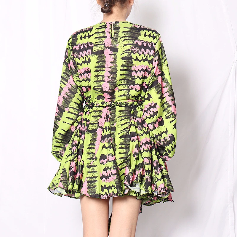 Женское платье с круглым вырезом TWOTWINSTYLE элегантное разноцветное мини